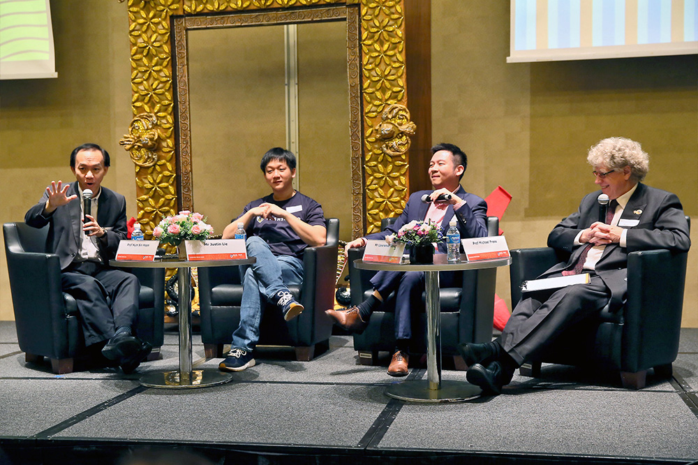 From left: Prof Hum Sin Hoon, Justin Lie, Lawrence Yong and Prof Michael Frese