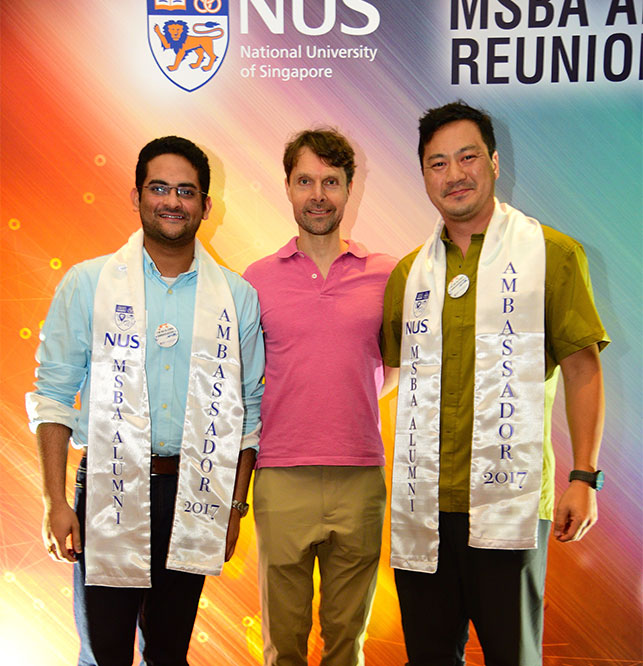 Prof Jussi Keppo, Co-director of BAC (centre) with Abhishek Roy and Edward Teo