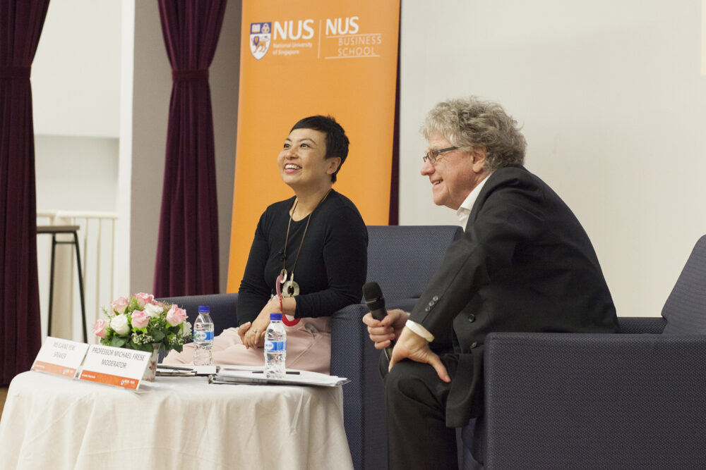 Ms Elaine Yew with Provost’s Chair, Professor Michael Frese moderating the Q&A session of the talk