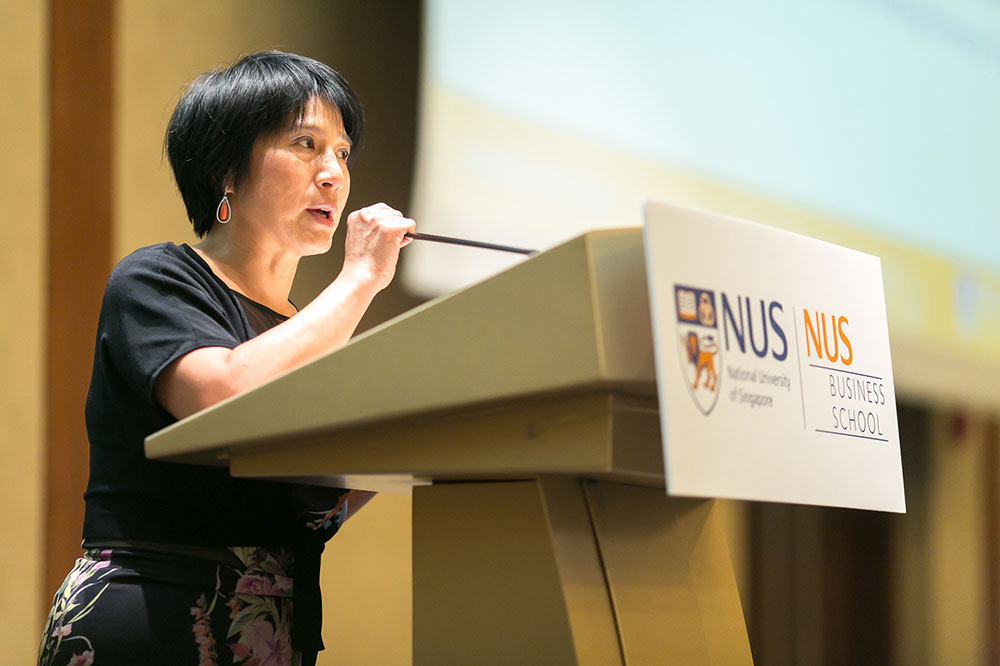 In her speech, Ms Chew Gek Hiang shares her thoughts on giving