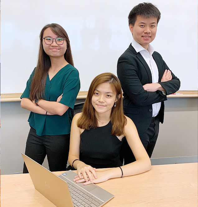 (From left) Claira Goh, Hew Qian Yu and Matthew Tan