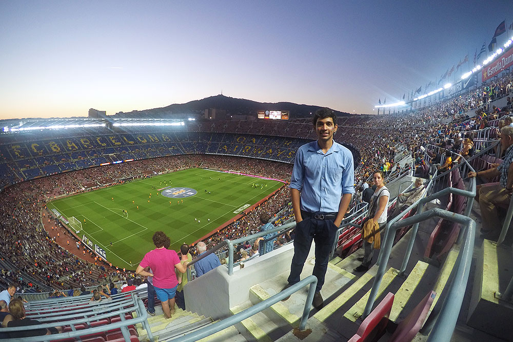 Chirag in Barcelona during his student exchange programme