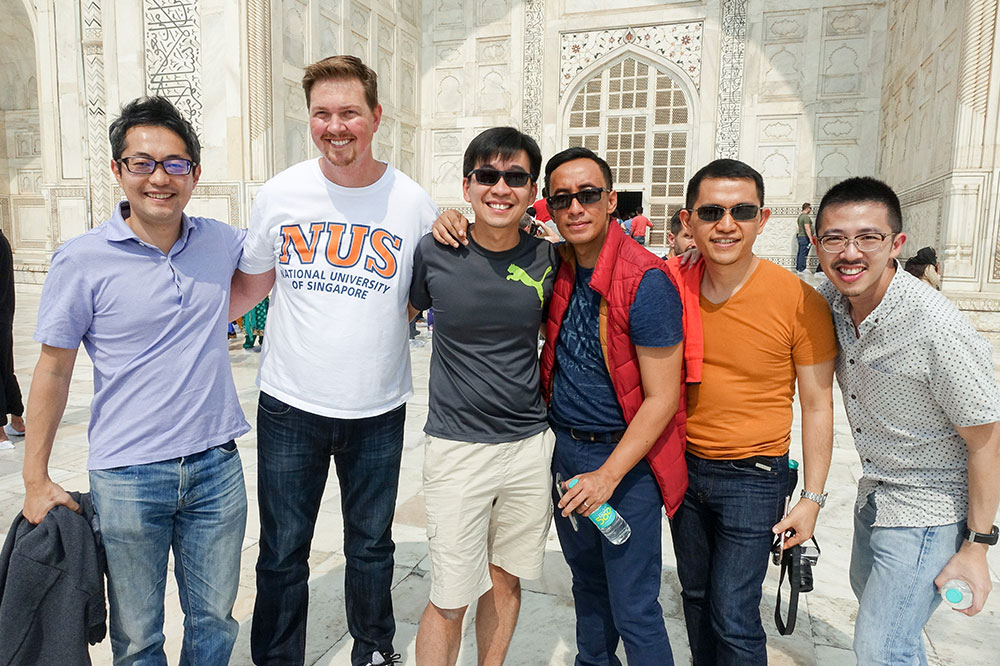 Brian (second from left) visiting the Taj Mahal during the UCLA-NUS EMBA course’s India segment with fellow classmates