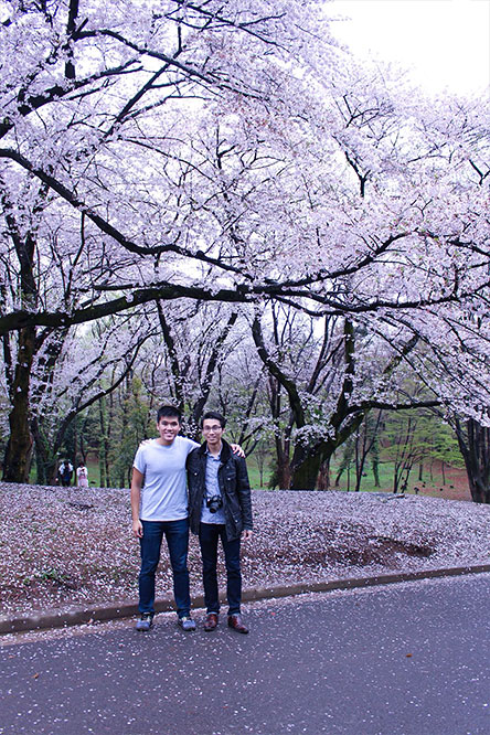 Chun Kiat (right) at Yoyogi Park with current BBA Accountancy student Christopher Chiam who visited Tokyo