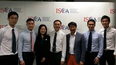 From left: Xiaoming; Joseph; Wan Xin; Assoc Prof Chng; Adjunct Assoc Prof Uantchern Loh, who is also the CEO of Singapore Accountancy Commission; Sebastian and Tzin Wai.