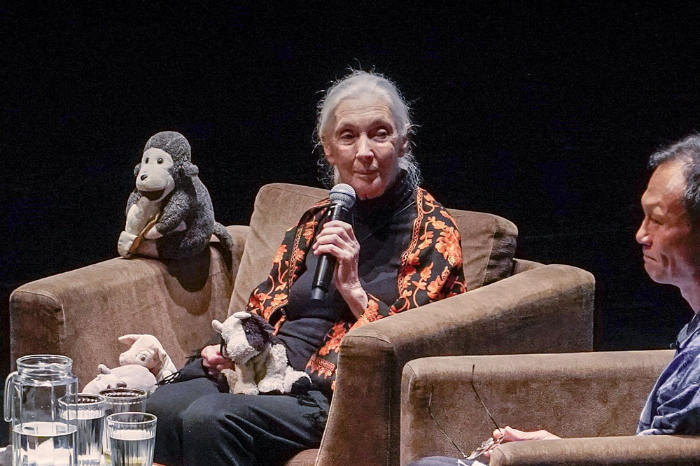 Conservationist Jane Goodall speaking at NUS
