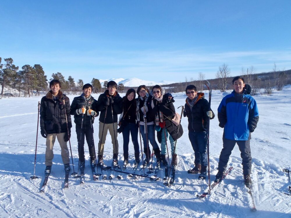 Taking on the ski slopes while on student exchange at Stockholm University.