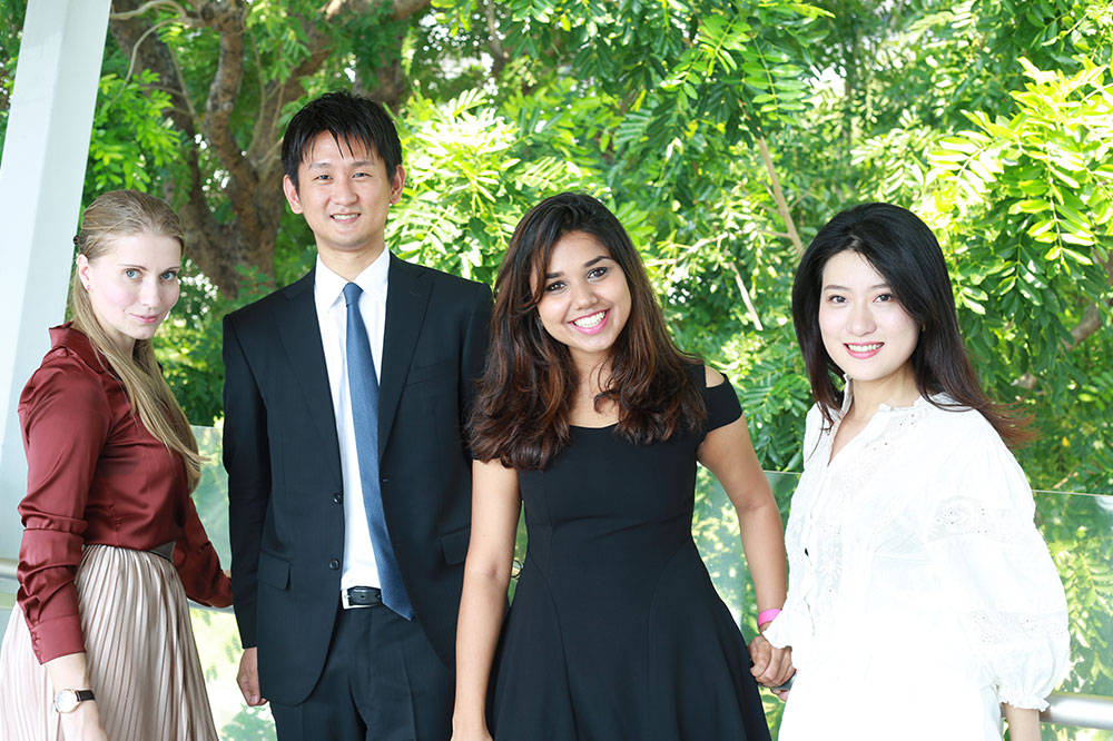 Julia with her classmates; Hiroshi Kawachi, Kritika Rajwani and Yun Yi Wang. Photo by Julia.