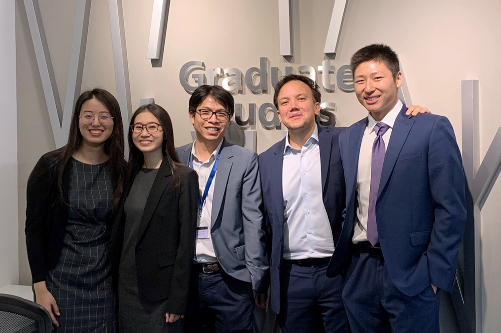 Team Fantastic Four: (From left) Liu Xiaowei, Melissa Wong, faculty advisor Assoc Prof Johan Sulaeman, Thomas Wilopo, Mcrid Wang