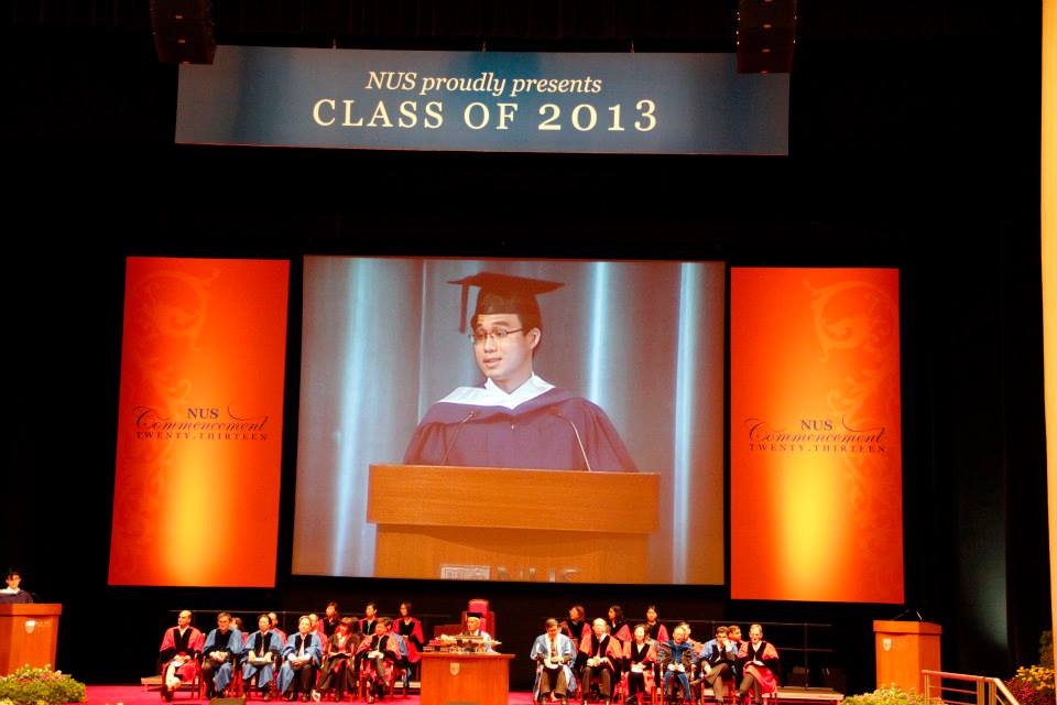 Sebastian giving a speech at his Commencement in 2013