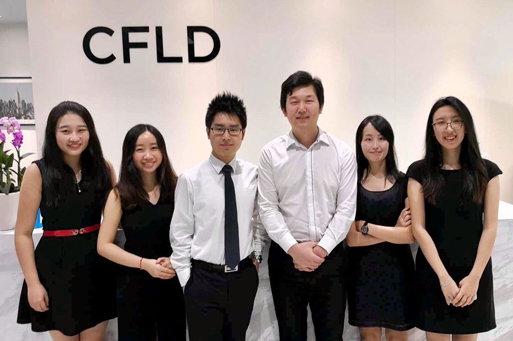 Tang Han (second from right) with her colleagues from her internship at CFLD (China Fortune Land Development)