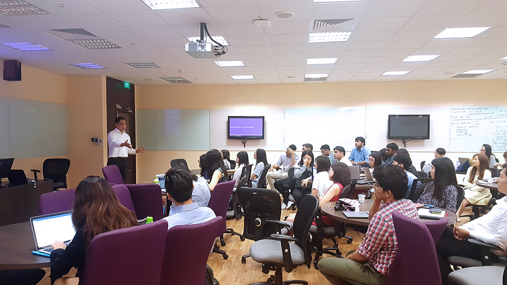 Mr Jason Tai of Y3 speaking to students