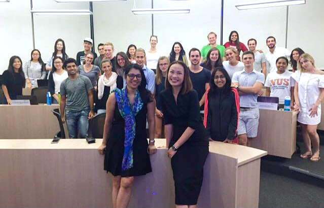 Adjunct Prof Anuprita Bhomick (front left), together with one of her classes