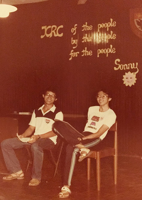 Mr Sonny Yuen (right) during his Raffles Hall JCRC days