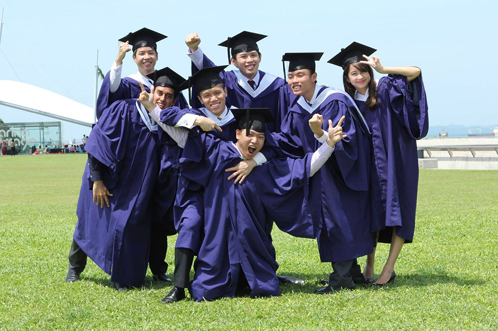 Joel (back row, left) with his mates during his Commencement photo shoot