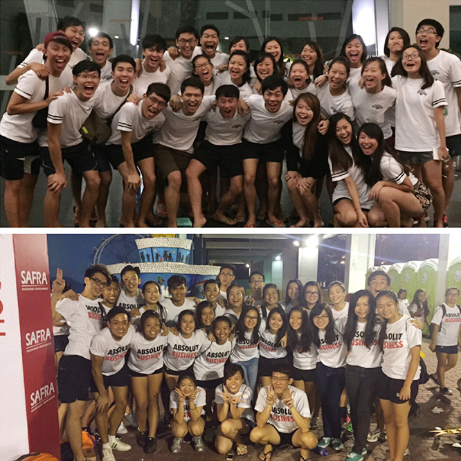 (Top) The whole Business Rag Committee on the last day of Business Rag Camp. (Bottom) Together with my Orientation Group that Junjie was in charged of during Rag and Flag