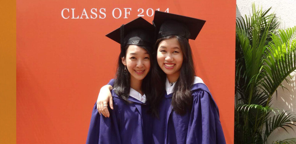 Shuangwei (left) at her Commencement ceremony