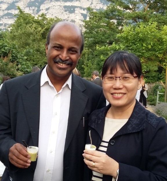 Paul and Siok Tambyah at a conference reception in Geneva, Switzerland (Summer 2015)