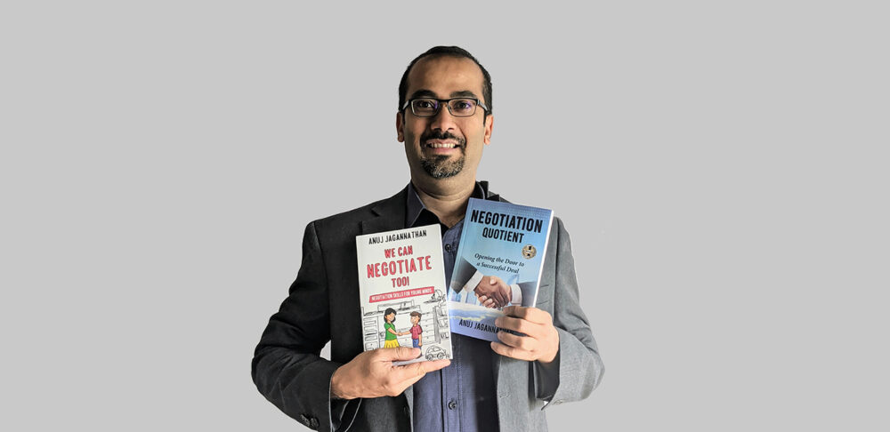 Anuj Jagannathan (The UCLA — NUS EMBA 2015) with his books