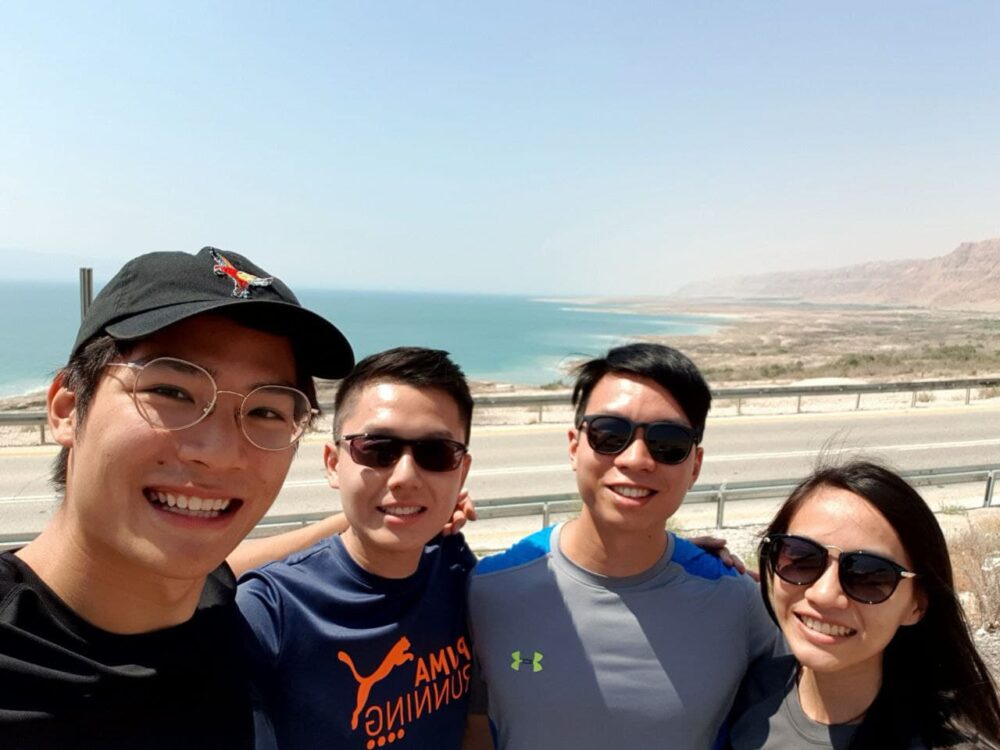 Hean Shuen (second from left) with his NOC peers near the Dead Sea in Israel.