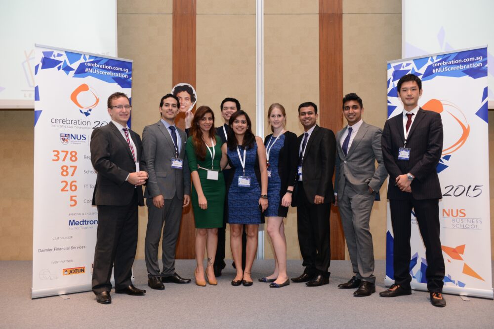 Prasad (third from right) is part of the organising committee for NUS Cerebration 2015, a student-run case competition.