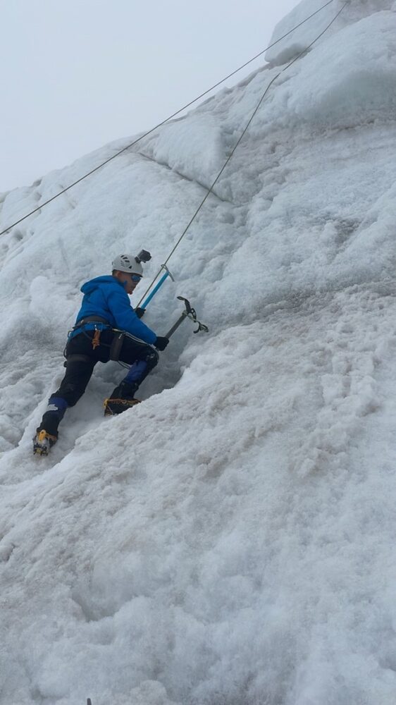 Paul trying his hand at ice climbing