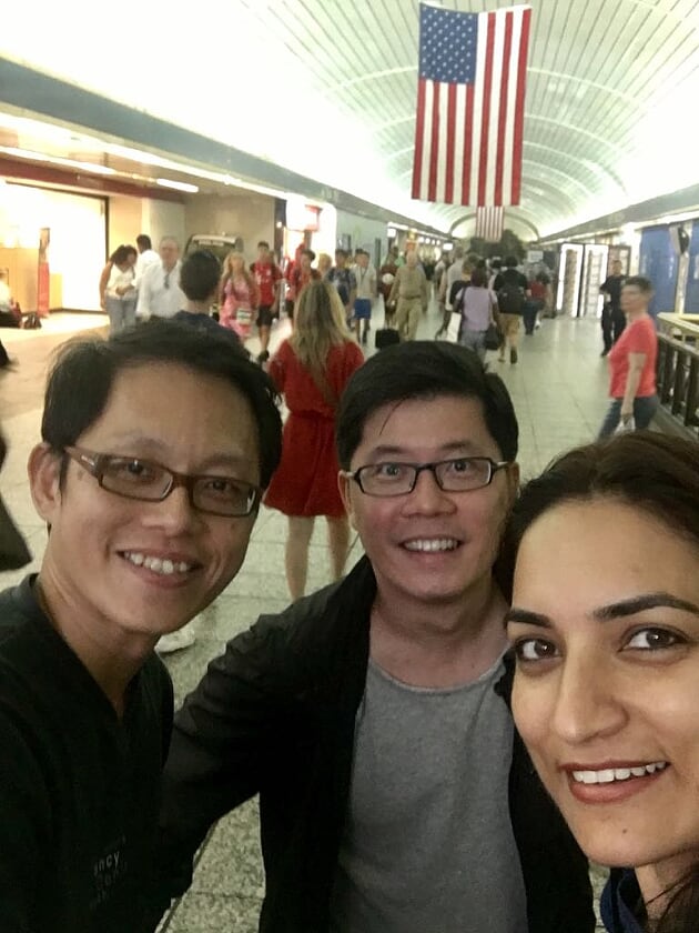 Daren (extreme left) with colleagues in New York City, USA