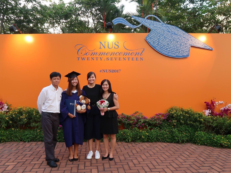 Fiona with family during her graduation ceremony